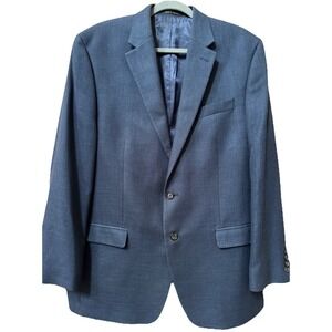 Lauren Ralph Lauren Linen Sport Coat Blazer Men 44L Navy Blue Classic Luxury